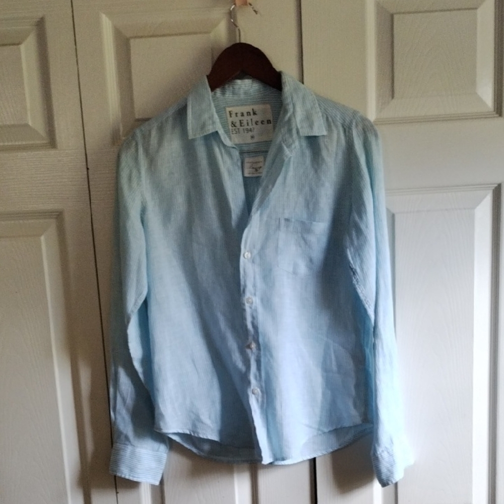 Frank & Eileen Barry 100 Linen Casual Button-Down Shirt Size XS